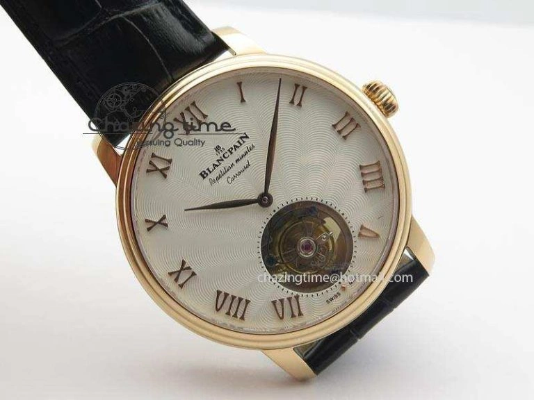 Carrousel Tourbillon RG Caseback White Dial On Black Leather Strap WellDesigned 5313