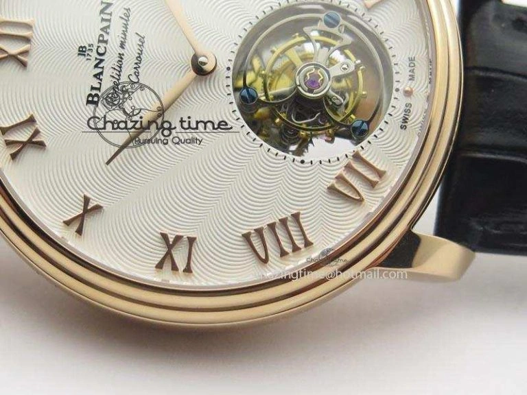 Carrousel Tourbillon RG Caseback White Dial On Black Leather Strap WellDesigned 5313