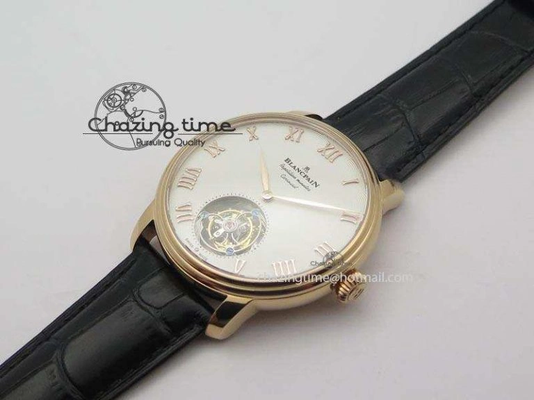 Carrousel Tourbillon RG Caseback White Dial On Black Leather Strap WellDesigned 5313