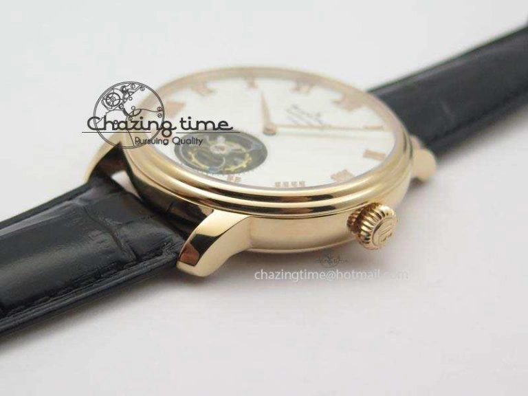 Carrousel Tourbillon RG Caseback White Dial On Black Leather Strap WellDesigned 5313