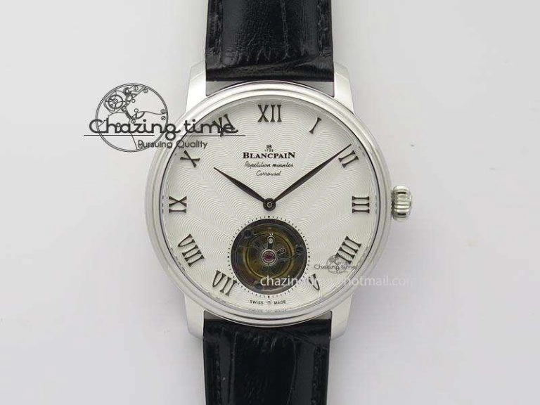 Tailored Carrousel Tourbillon SS Caseback White Dial On Black Leather Strap 5312