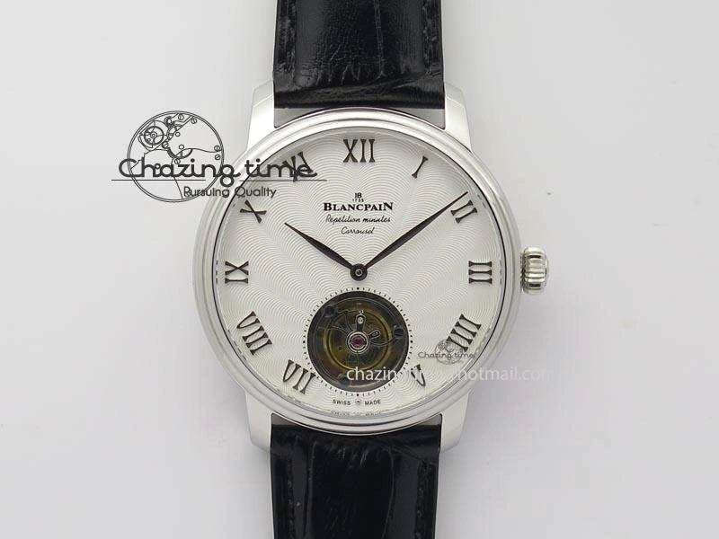 Tailored Carrousel Tourbillon SS Caseback White Dial On Black Leather Strap 5312