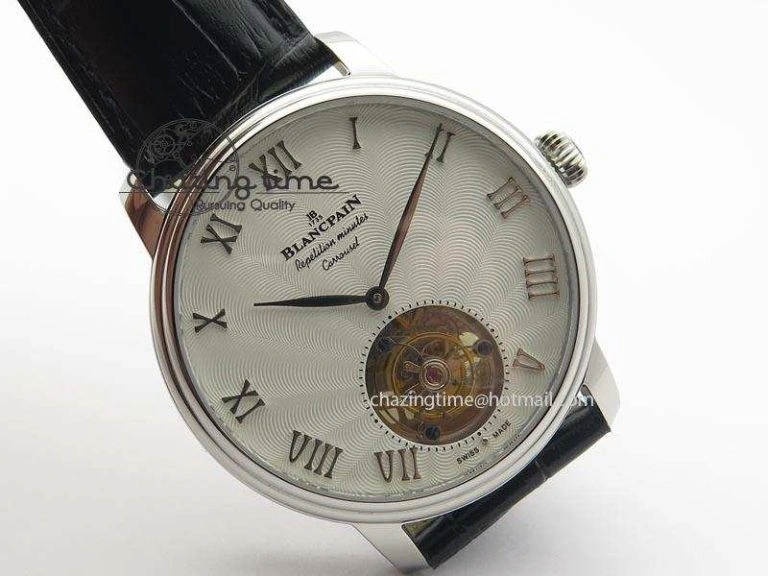Tailored Carrousel Tourbillon SS Caseback White Dial On Black Leather Strap 5312