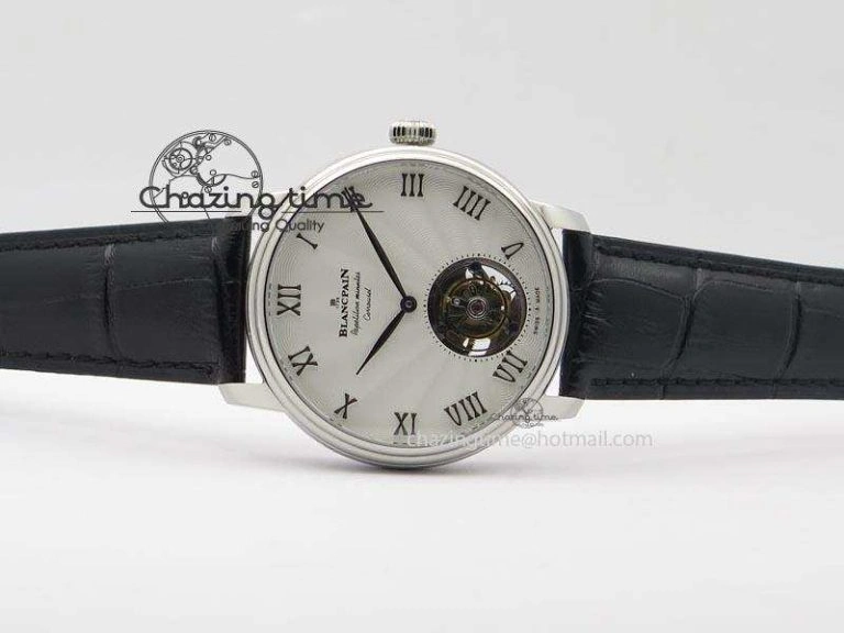 Tailored Carrousel Tourbillon SS Caseback White Dial On Black Leather Strap 5312