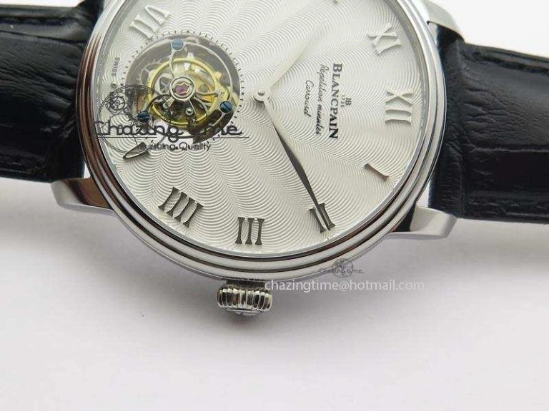 Tailored Carrousel Tourbillon SS Caseback White Dial On Black Leather Strap 5312