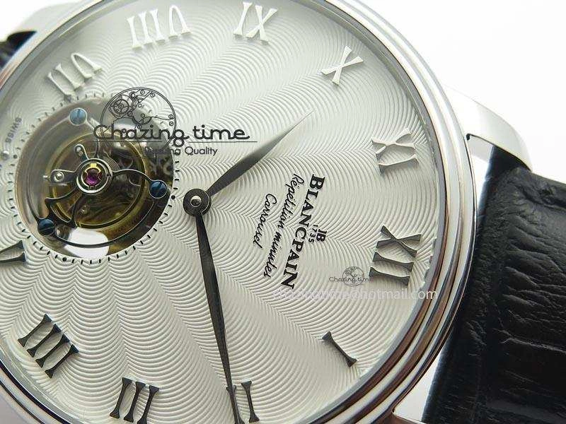 Tailored Carrousel Tourbillon SS Caseback White Dial On Black Leather Strap 5312