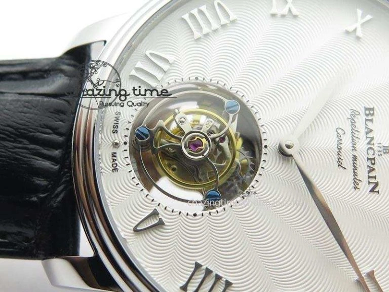 Tailored Carrousel Tourbillon SS Caseback White Dial On Black Leather Strap 5312