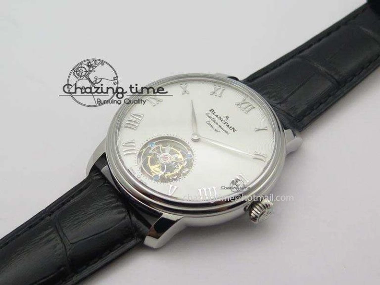 Tailored Carrousel Tourbillon SS Caseback White Dial On Black Leather Strap 5312