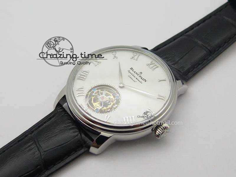 Tailored Carrousel Tourbillon SS Caseback White Dial On Black Leather Strap 5312