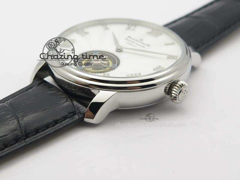 Tailored Carrousel Tourbillon SS Caseback White Dial On Black Leather Strap 5312