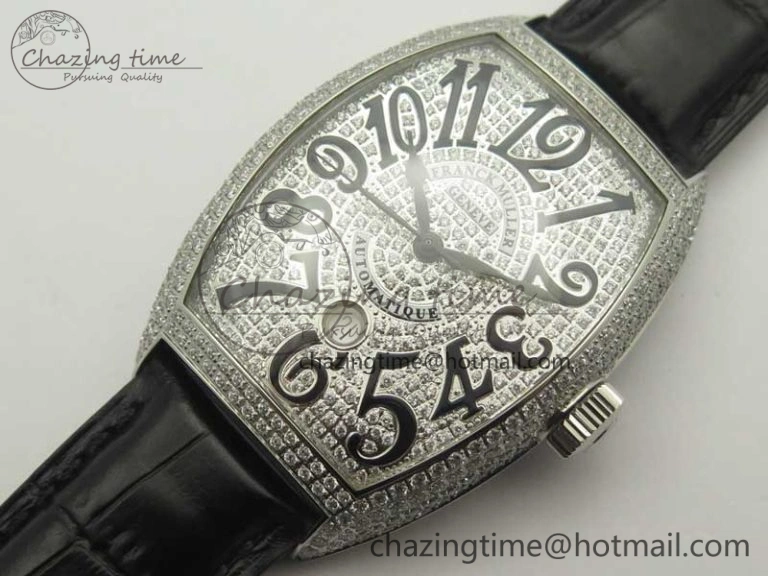 Casablanca 8880 Automatique SS GF 1:1 Best Edition Full Diamonds on Black Leather Strap A Lightweight 6583