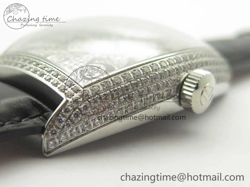 Casablanca 8880 Automatique SS GF 1:1 Best Edition Full Diamonds on Black Leather Strap A Lightweight 6583