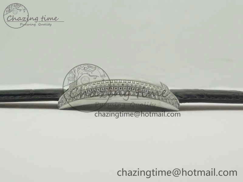 Casablanca 8880 Automatique SS GF 1:1 Best Edition Full Diamonds on Black Leather Strap A Lightweight 6583