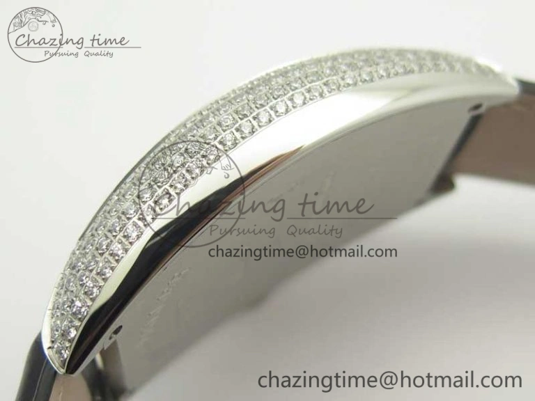 Casablanca 8880 Automatique SS GF 1:1 Best Edition Full Diamonds on Black Leather Strap A Lightweight 6583