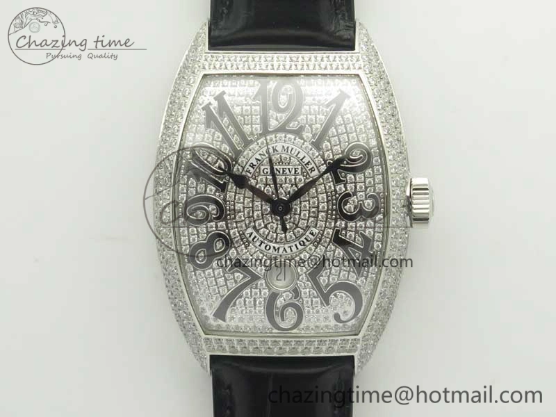 Casablanca 8880 Automatique SS GF 1:1 Best Edition Full Diamonds on Black Leather Strap A Lightweight 6583