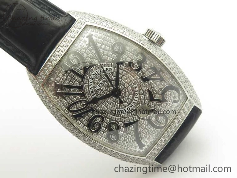 Casablanca 8880 Automatique SS GF 1:1 Best Edition Full Diamonds on Black Leather Strap A Lightweight 6583