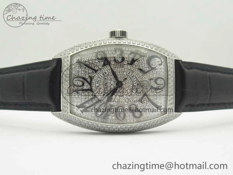 Casablanca 8880 Automatique SS GF 1:1 Best Edition Full Diamonds on Black Leather Strap A Lightweight 6583