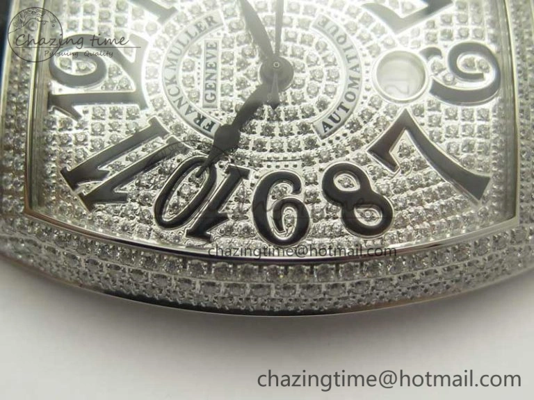 Casablanca 8880 Automatique SS GF 1:1 Best Edition Full Diamonds on Black Leather Strap A Lightweight 6583