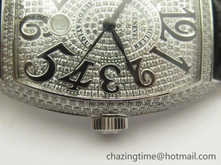 Casablanca 8880 Automatique SS GF 1:1 Best Edition Full Diamonds on Black Leather Strap A Lightweight 6583