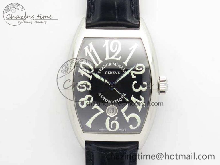 Casablanca Date SS GF 1:1 Best Edition Black Dial On Leather Strap A Upgraded 6596