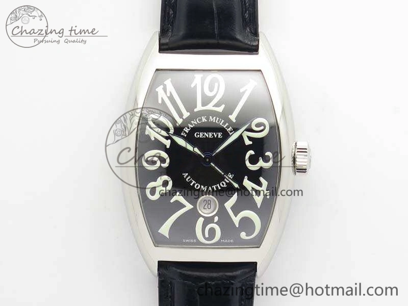 Casablanca Date SS GF 1:1 Best Edition Black Dial On Leather Strap A Upgraded 6596
