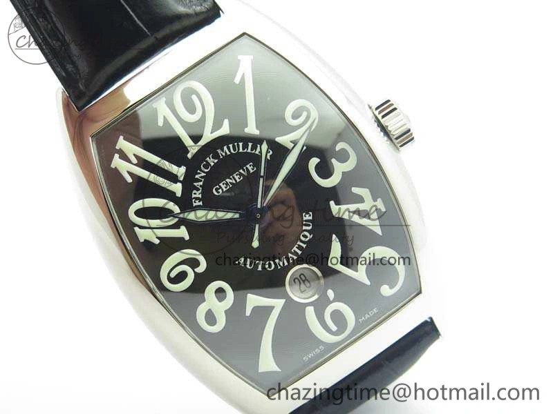 Casablanca Date SS GF 1:1 Best Edition Black Dial On Leather Strap A Upgraded 6596