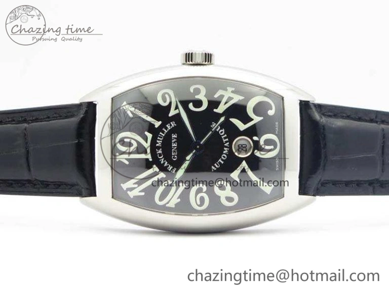 Casablanca Date SS GF 1:1 Best Edition Black Dial On Leather Strap A Upgraded 6596