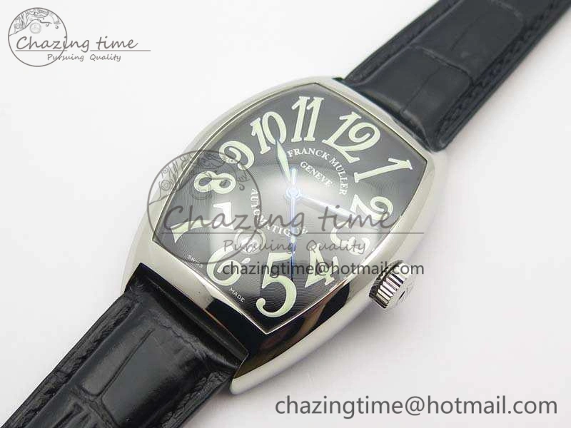Casablanca Date SS GF 1:1 Best Edition Black Dial On Leather Strap A Upgraded 6596