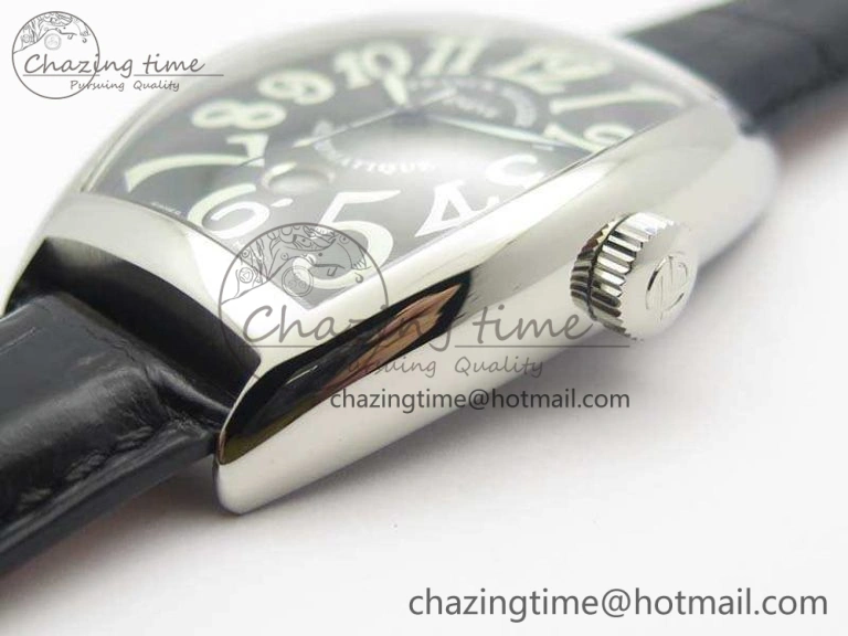 Casablanca Date SS GF 1:1 Best Edition Black Dial On Leather Strap A Upgraded 6596