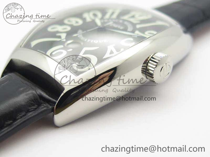 Casablanca Date SS GF 1:1 Best Edition Black Dial On Leather Strap A Upgraded 6596