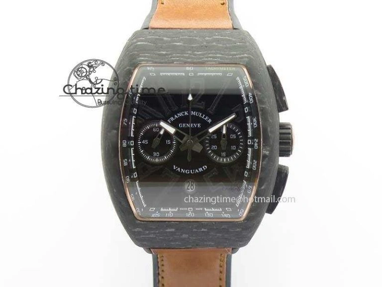 SmoothTexture Casablanca VanGuard Forged Carbon Black Dial On Brown Leather Strap A 6601