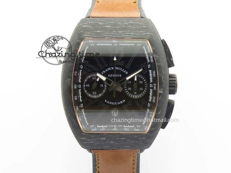 SmoothTexture Casablanca VanGuard Forged Carbon Black Dial On Brown Leather Strap A 6601