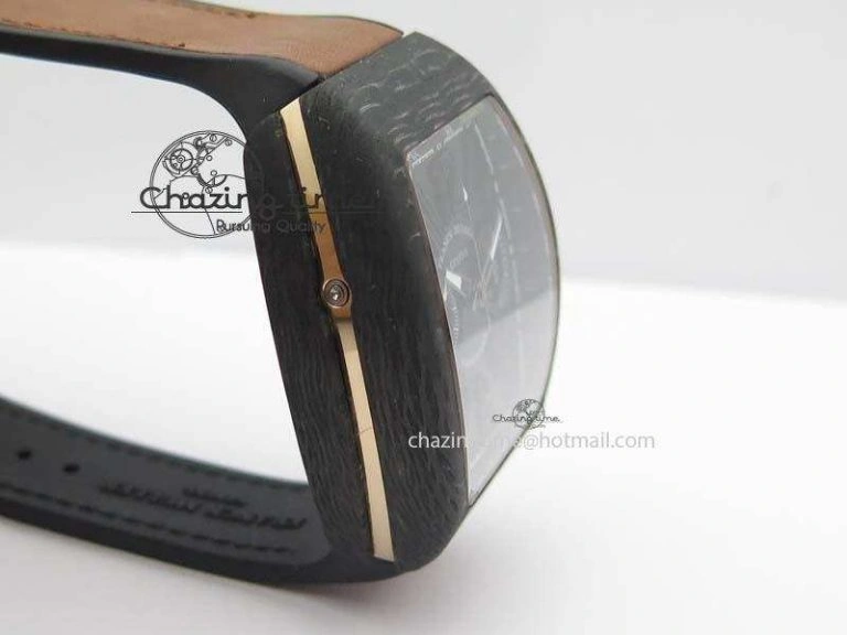 SmoothTexture Casablanca VanGuard Forged Carbon Black Dial On Brown Leather Strap A 6601