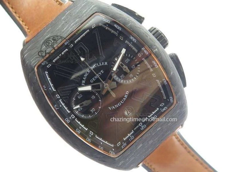 SmoothTexture Casablanca VanGuard Forged Carbon Black Dial On Brown Leather Strap A 6601