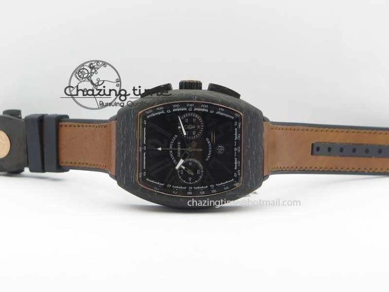 SmoothTexture Casablanca VanGuard Forged Carbon Black Dial On Brown Leather Strap A 6601