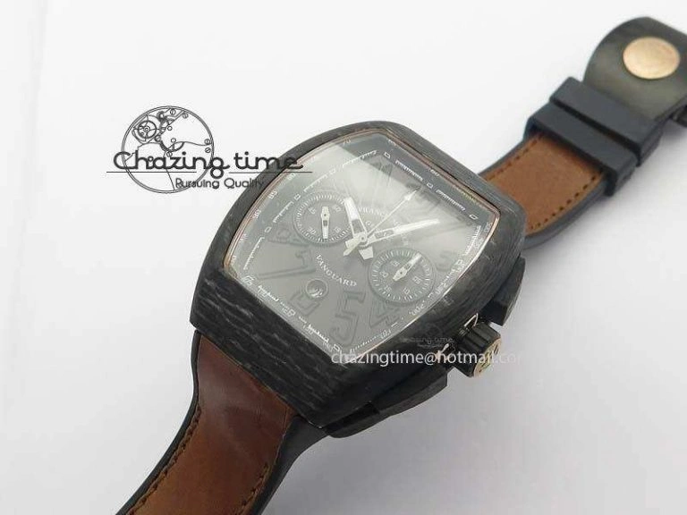 SmoothTexture Casablanca VanGuard Forged Carbon Black Dial On Brown Leather Strap A 6601
