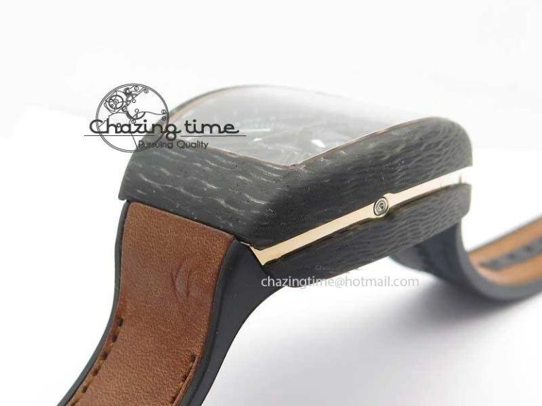 SmoothTexture Casablanca VanGuard Forged Carbon Black Dial On Brown Leather Strap A 6601