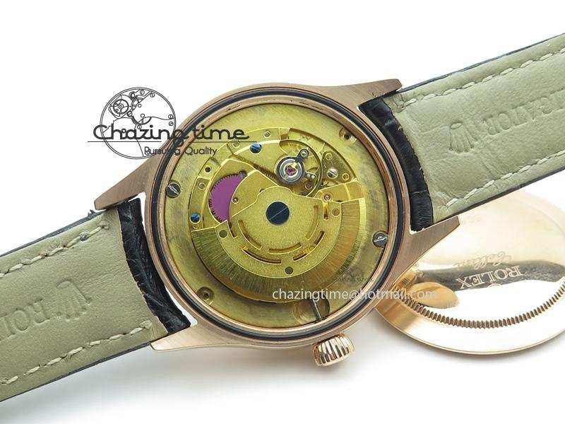 Seasonal Cellini 50505 RG Pink Dial On Black Leather Strap A2813 BP Maker 4033