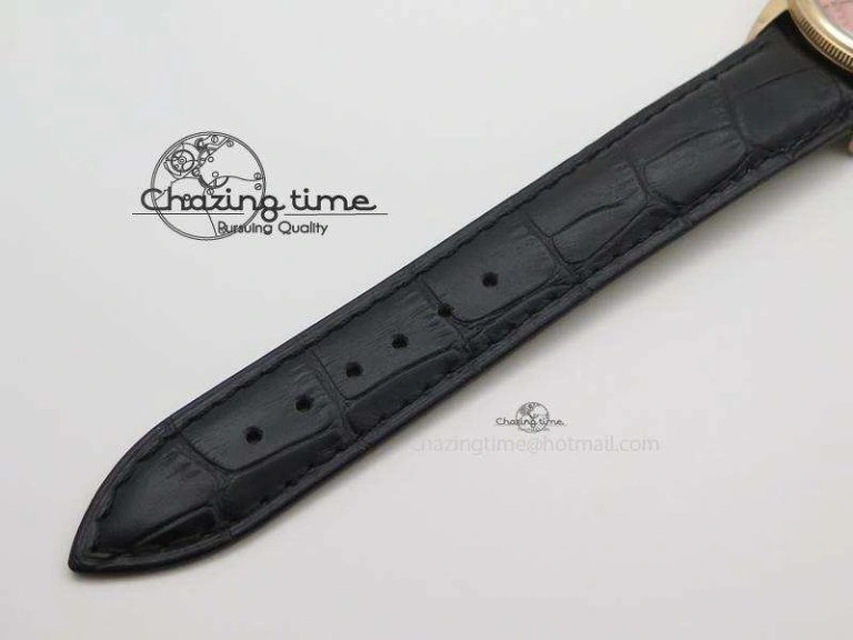 Seasonal Cellini 50505 RG Pink Dial On Black Leather Strap A2813 BP Maker 4033