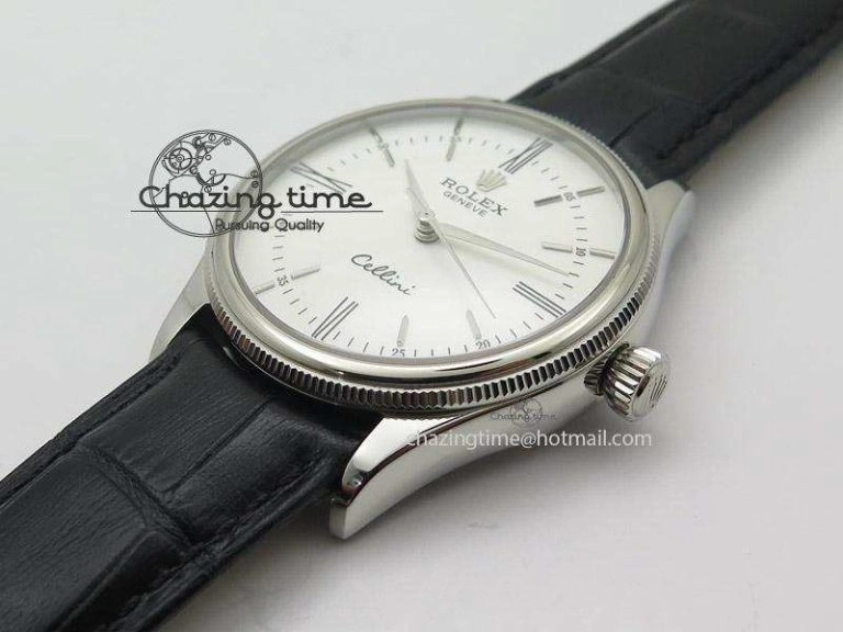 Cellini 50505 SS White Dial on Black Leather Strap A2824 BP Maker Unique 4044