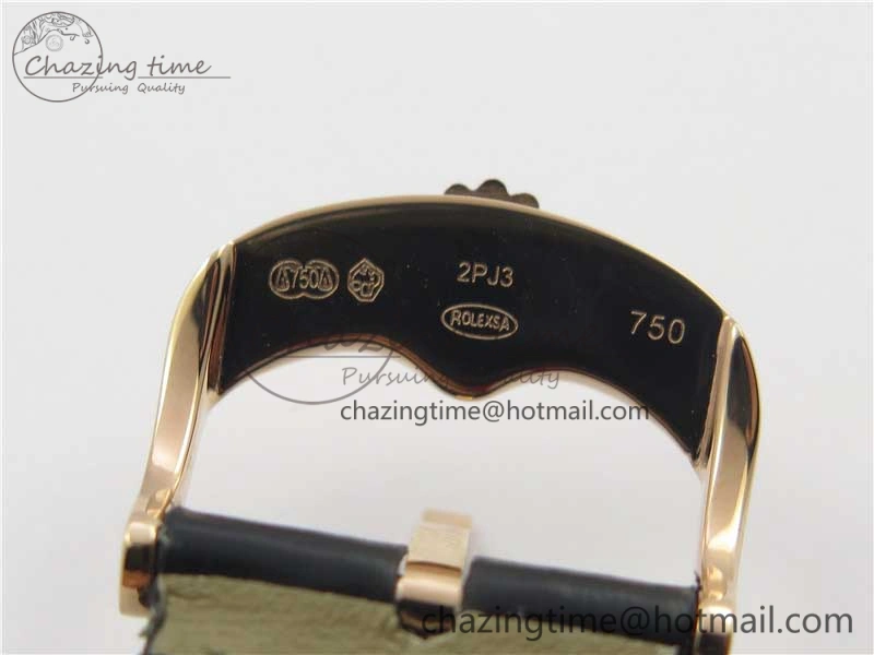 Resilient Cellini 50519 Real Date RG BP Maker Best Edition Black Dial Stick Markers on Black Leather Strap SA 3088