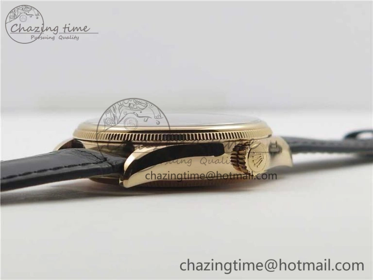 Resilient Cellini 50519 Real Date RG BP Maker Best Edition Black Dial Stick Markers on Black Leather Strap SA 3088