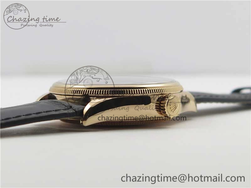 Resilient Cellini 50519 Real Date RG BP Maker Best Edition Black Dial Stick Markers on Black Leather Strap SA 3088