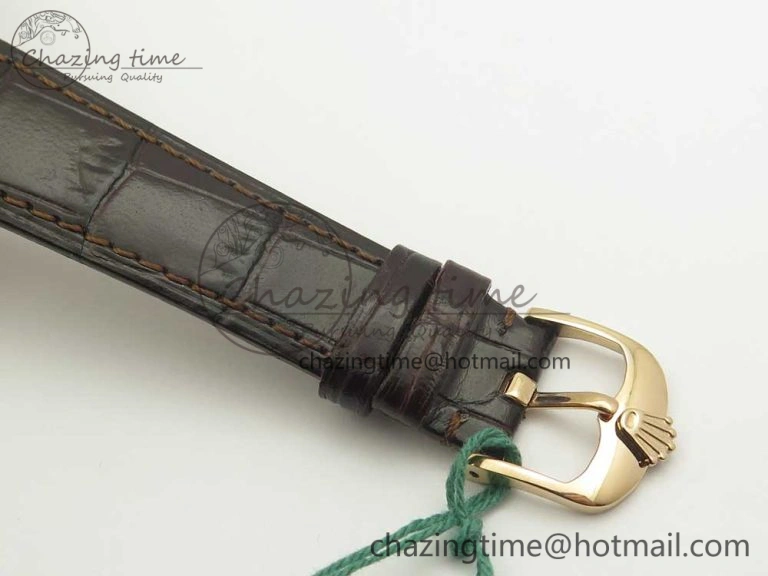 Lightweight Cellini 50519 Real Date RG MK Best Edition Black Dial Sticks Markers on Brown Leather Strap A 3318