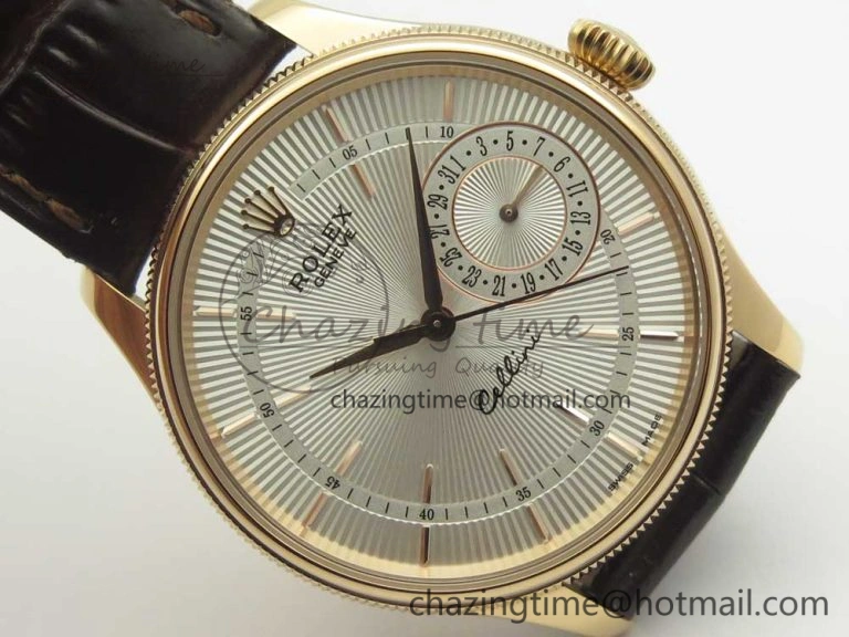 Cellini 50519 Real Date RG MK Best Edition White Dial Sticks Markers on Brown Leather Strap A Comfortable 3317