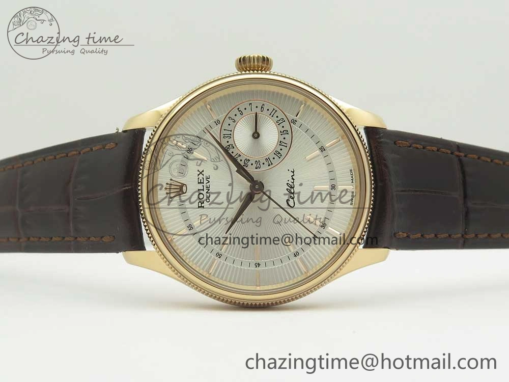 Cellini 50519 Real Date RG MK Best Edition White Dial Sticks Markers on Brown Leather Strap A Comfortable 3317
