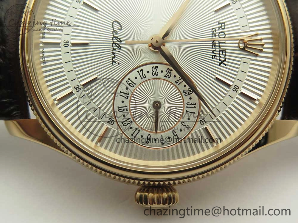Cellini 50519 Real Date RG MK Best Edition White Dial Sticks Markers on Brown Leather Strap A Comfortable 3317
