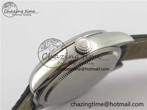 SmoothTexture Cellini 50519 Real Date SS BP Maker Best Edition Black Dial Sticks Markers on Black Leather Strap SA 3087