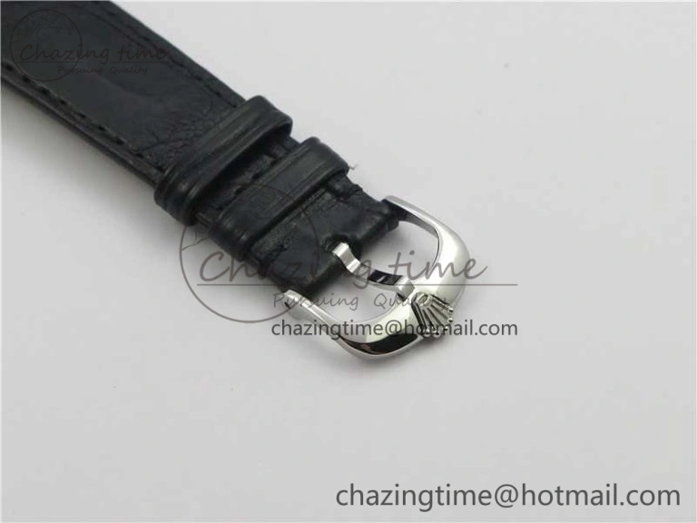 SmoothTexture Cellini 50519 Real Date SS BP Maker Best Edition Black Dial Sticks Markers on Black Leather Strap SA 3087