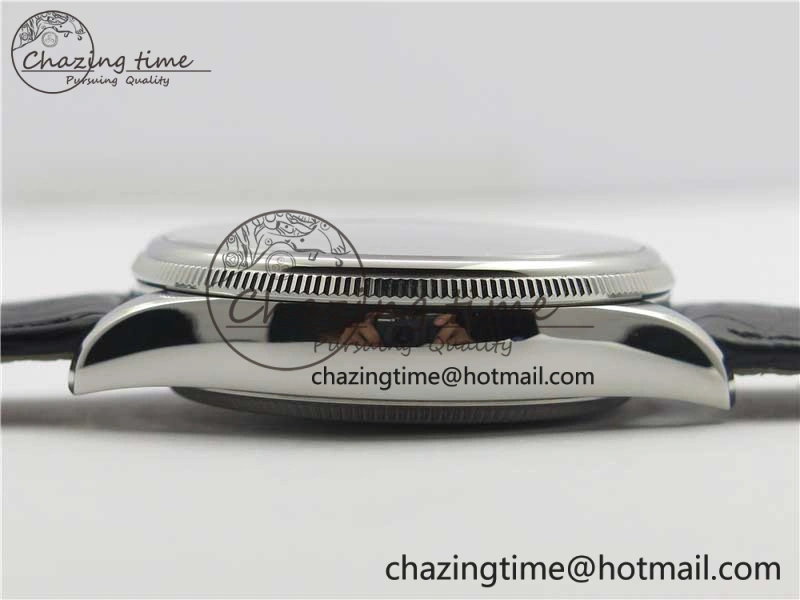 SmoothTexture Cellini 50519 Real Date SS BP Maker Best Edition Black Dial Sticks Markers on Black Leather Strap SA 3087